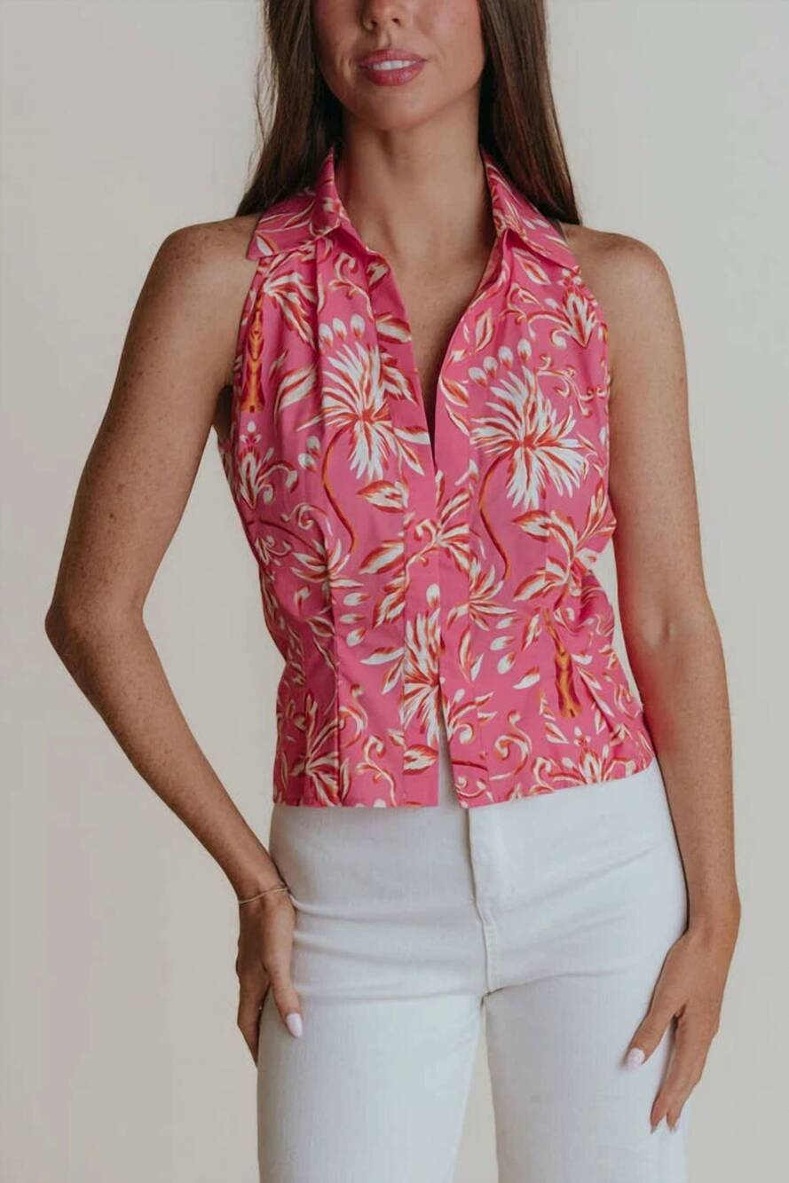 NEW LAROQUE meg top in pink palm